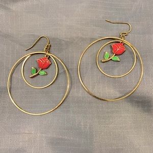 Rose Hoop Earrings